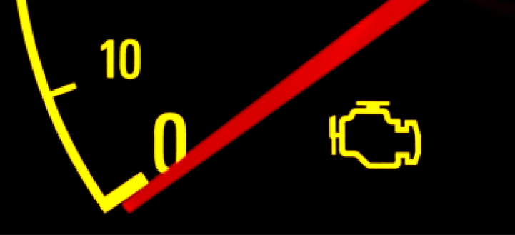 Car Dashboard with Check Engine Light