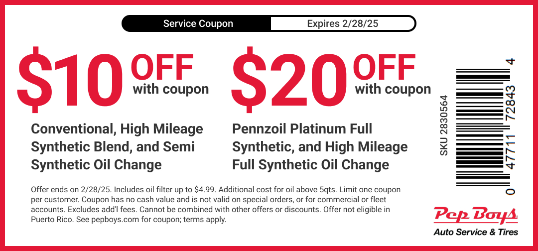 Coupons for Oil Changes, Tires, Brakes &amp; More